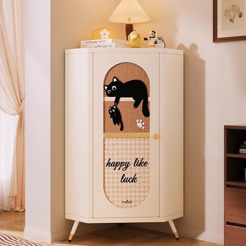Modern Simple Style Nook Accent Cabinet with Closet, Metal Countertop, Glazed Door, Cabinet Knobs in Chalk thumbnail 1