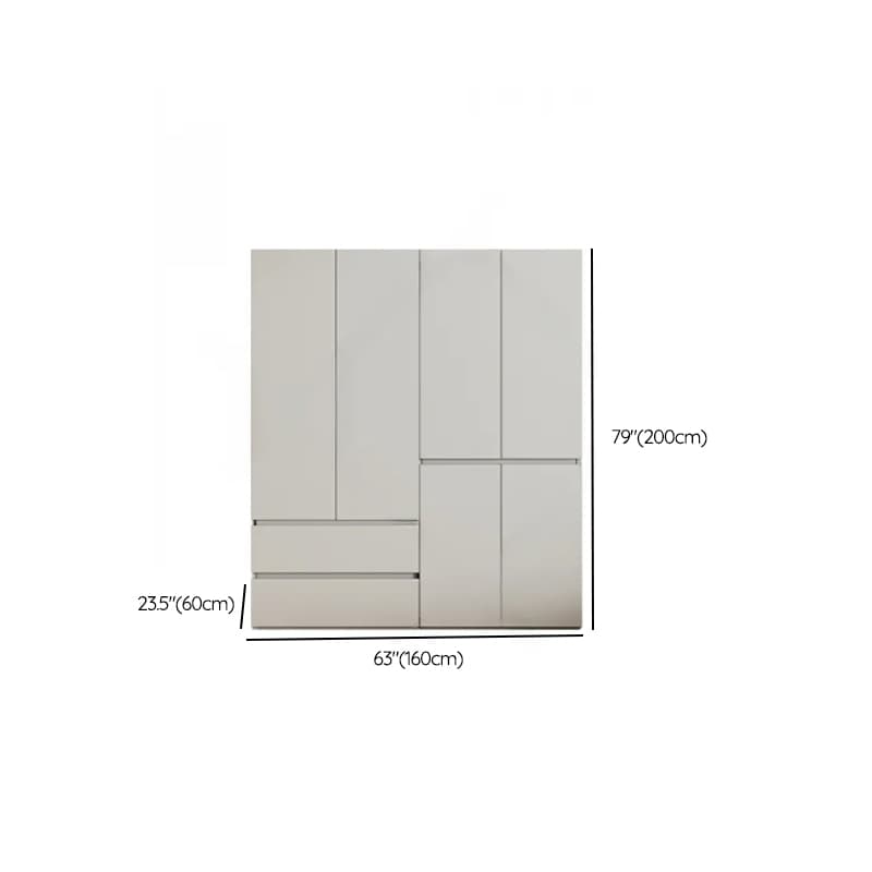 Cream Trendy Reclaimed Wood Wardrobe Armoire with Soft Close Drawer, Soft Close Door, Interior Shelves, and Clothing Rod thumbnail 47