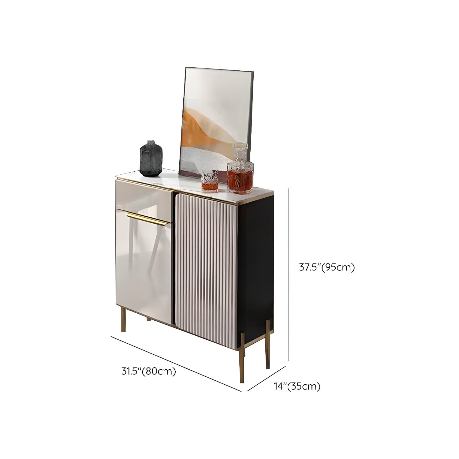 Modernism Sideboard 2 Drawers Server Cabinet with Storage for Dining Room thumbnail 16