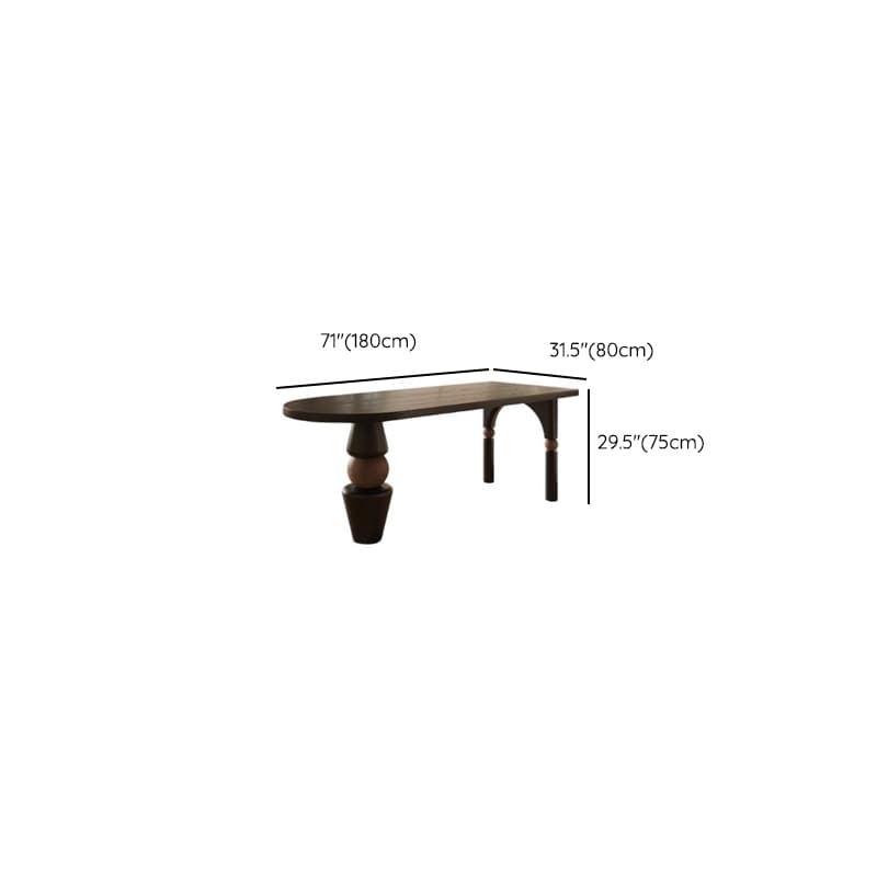Curved Line Wood Slab Dining Table Set with Three Legs thumbnail 11