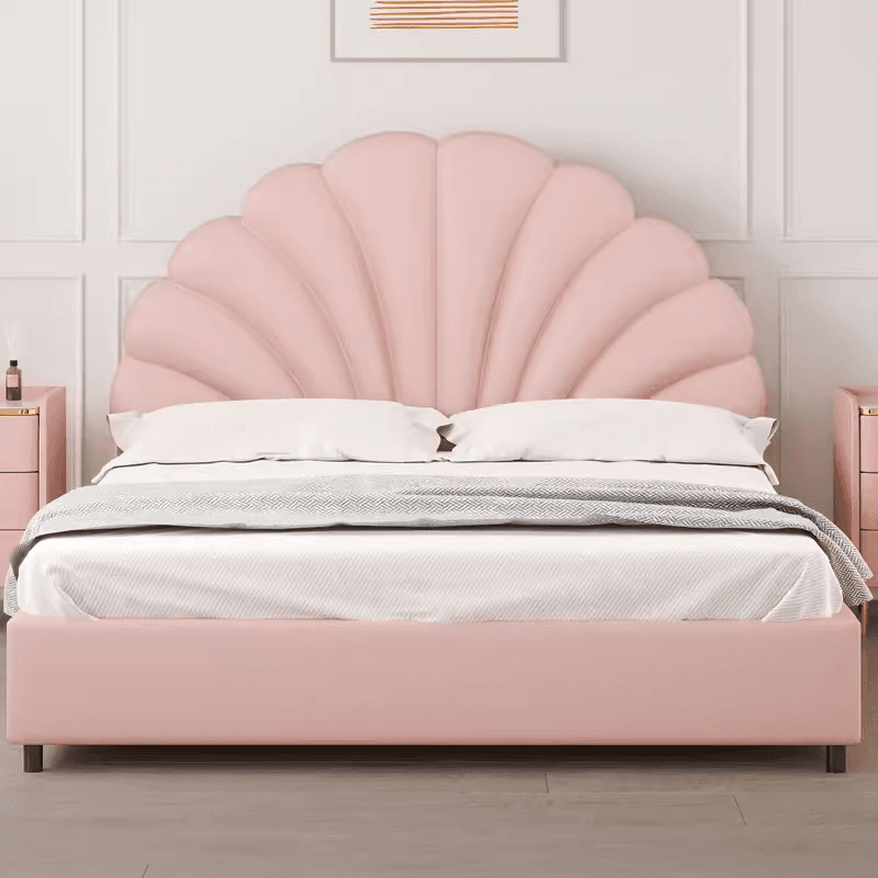 Modish Style Panel Headboard with No Distressing in Timber, Featuring Arched Shape for Twin XL/Full/Queen Bed, Sponge Upholstery Fill, Standard Height thumbnail 4