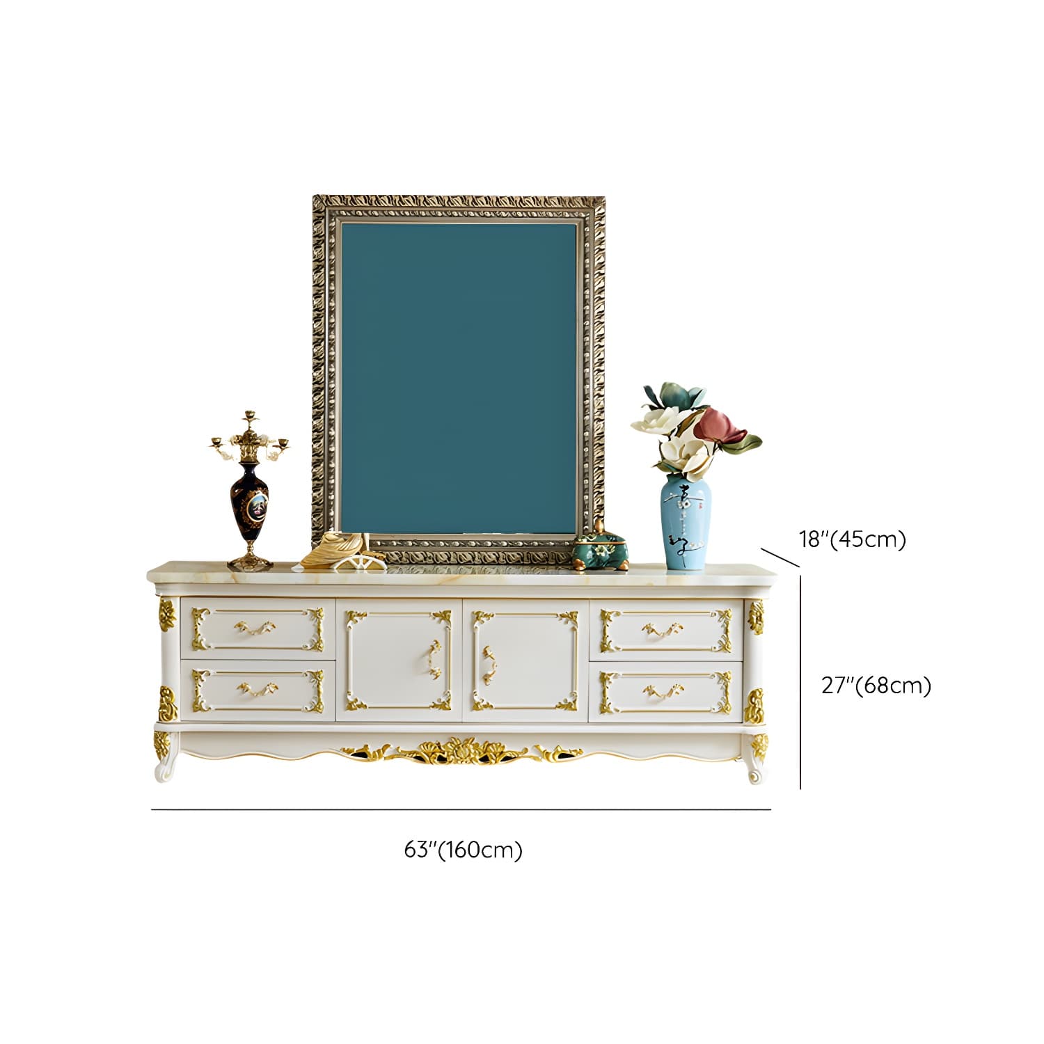 4 Drawers Contemporary Media Console Wood White TV Stand Console thumbnail 11