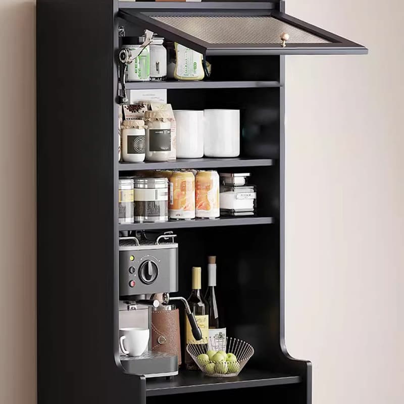 Living Room Use Simplistic Rectangle Black Wood Free Standing Utility Storage Cabinet with Knob Handle thumbnail 7