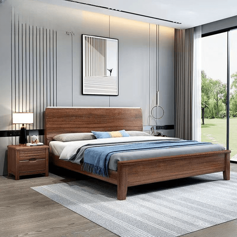 Old School Lumber Framed Solid Color Platform Storage Bed/Storage Panel Bed for Bedroom, 2 Storage Boxes Included/Not Included thumbnail 1
