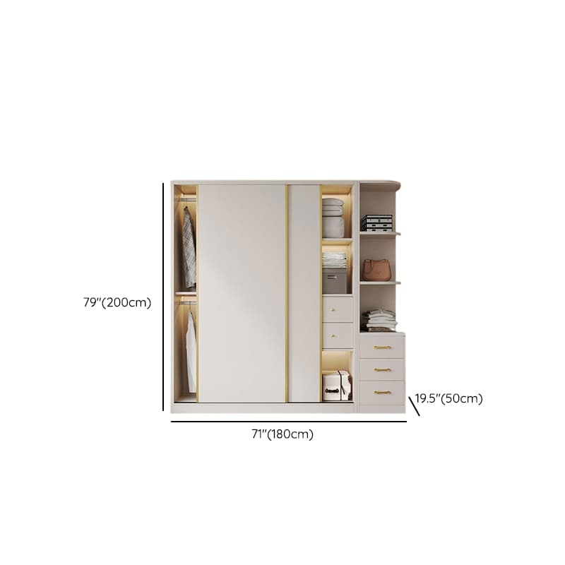 Attractive Modern White Wardrobe Armoire with Clothing Rod & Shelves thumbnail 12