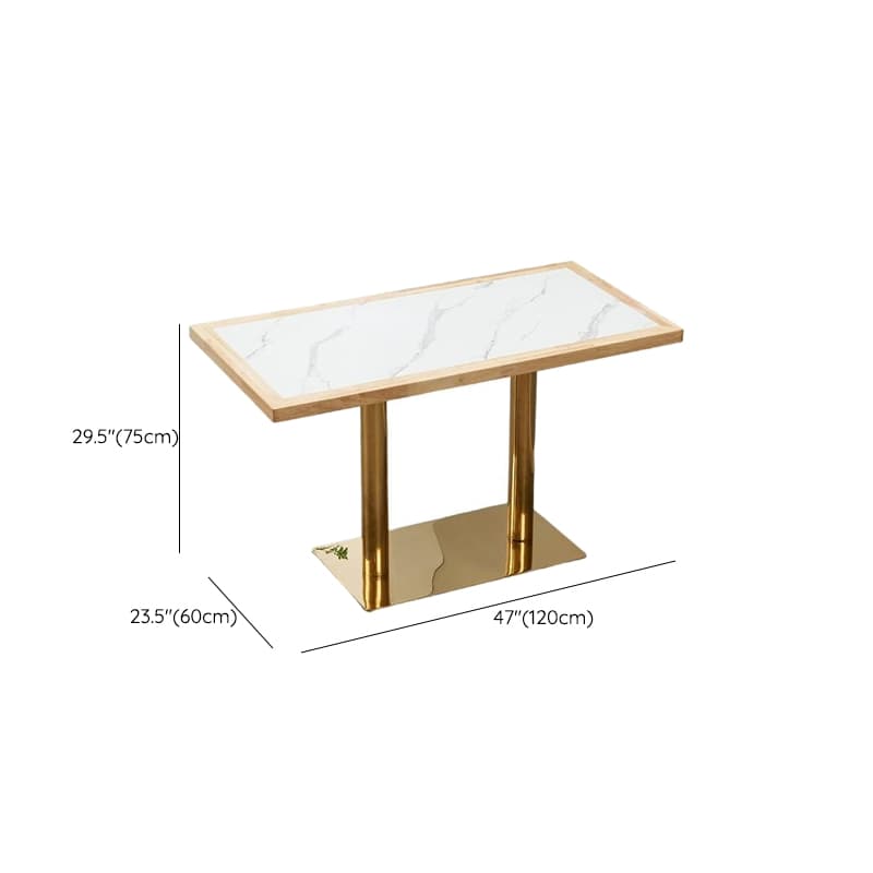 Art Deco Rectangular Dining Table with Lumber Top, Fixed Table Mechanism in Ink/White/Sepia thumbnail 13