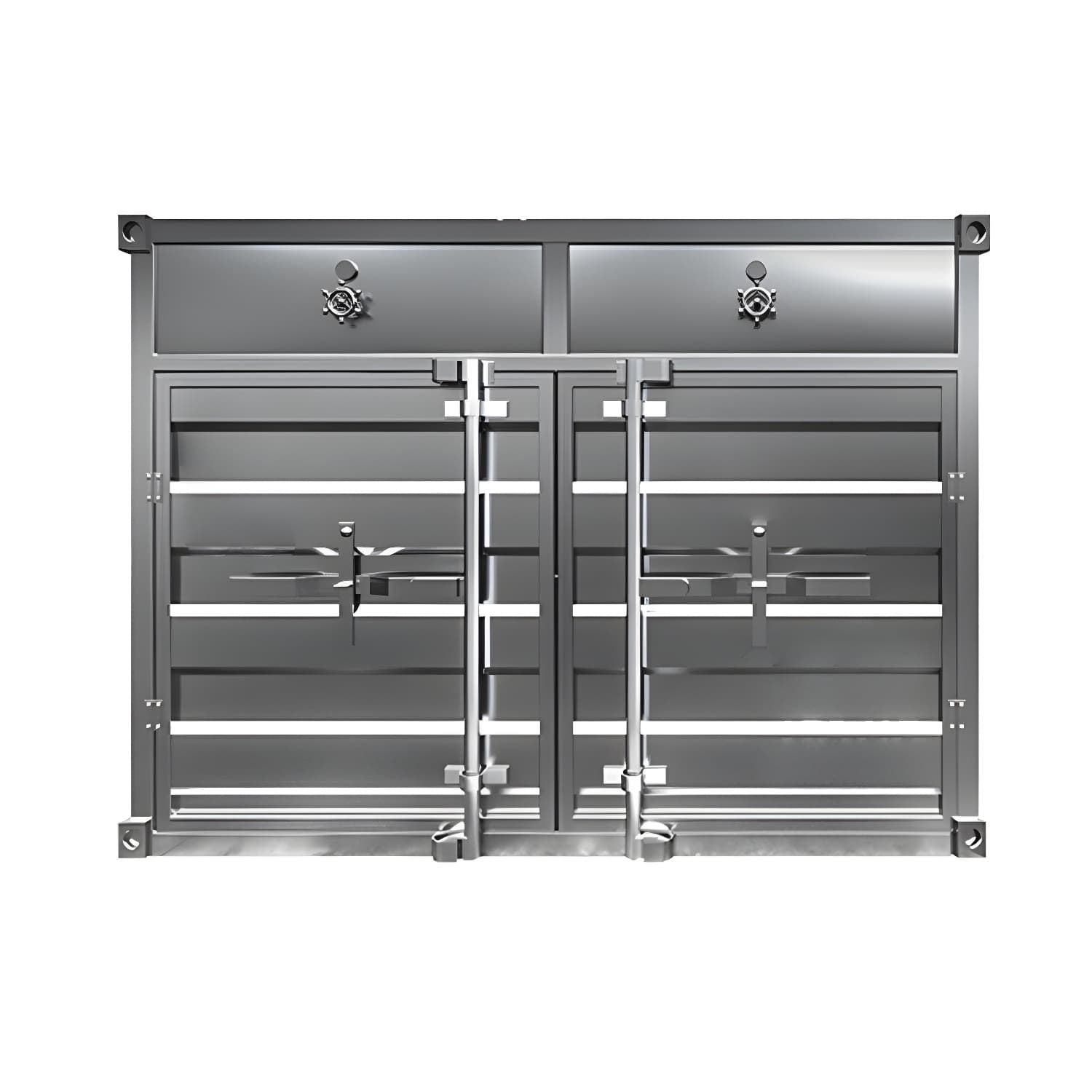 Industrial Silver Metal Sideboard Credenza with Cabinets and Shelves thumbnail 5