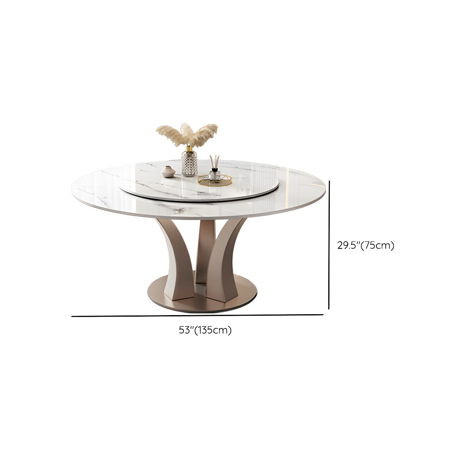 Round Glam Dining Set with White Slate Table Top and Gold Metal Pedestal Base - 1/7/9 Piece Set thumbnail 8