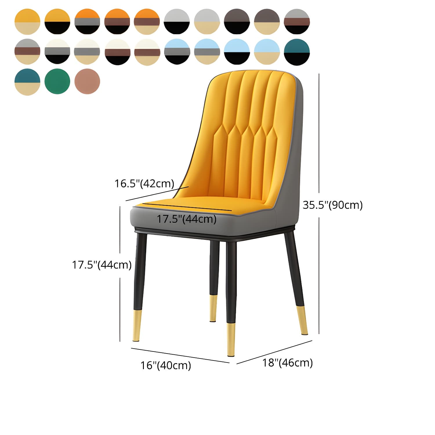 Glam Parsons Dining Side Chair Leather Indoor Dining Chair with Metal Legs thumbnail 26