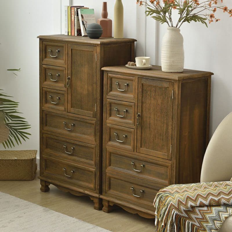 Coastal Style Storage Chest Solid Wood Countertop with Drawers and Doors thumbnail 7
