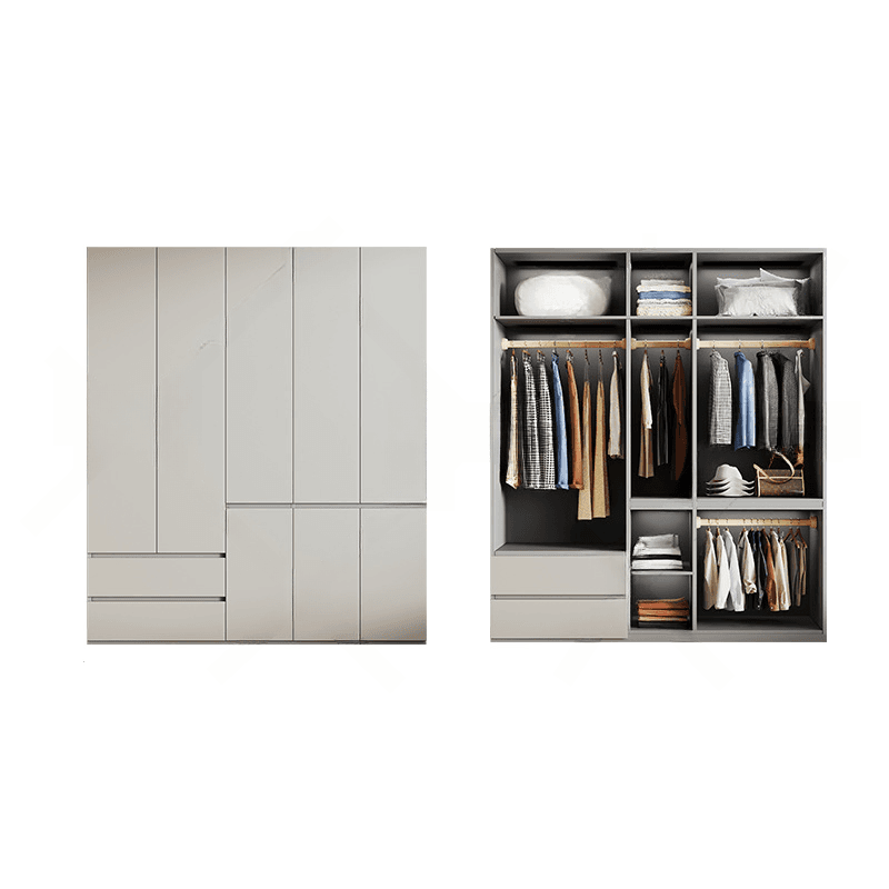 Cream Trendy Reclaimed Wood Wardrobe Armoire with Soft Close Drawer, Soft Close Door, Interior Shelves, and Clothing Rod thumbnail 29