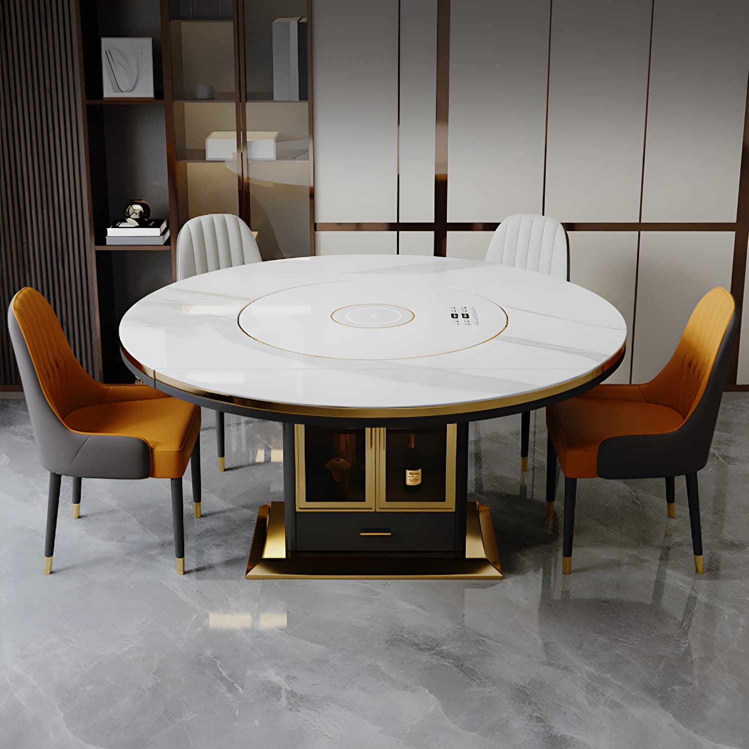 White Dining Table Set 1/5/7 Pcs Metal Dinette Set with Faux Leather Chairs thumbnail 5