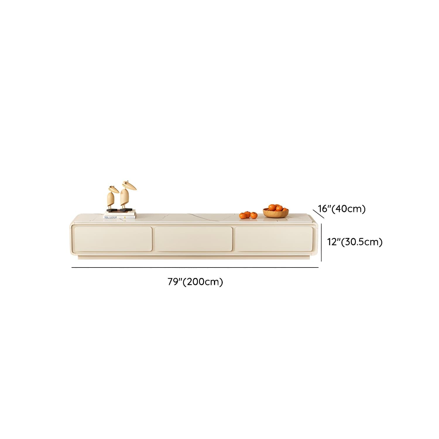 Beige Modern TV Stand with Soft Close Drawers - Cable Management - No Assembly Required thumbnail 15