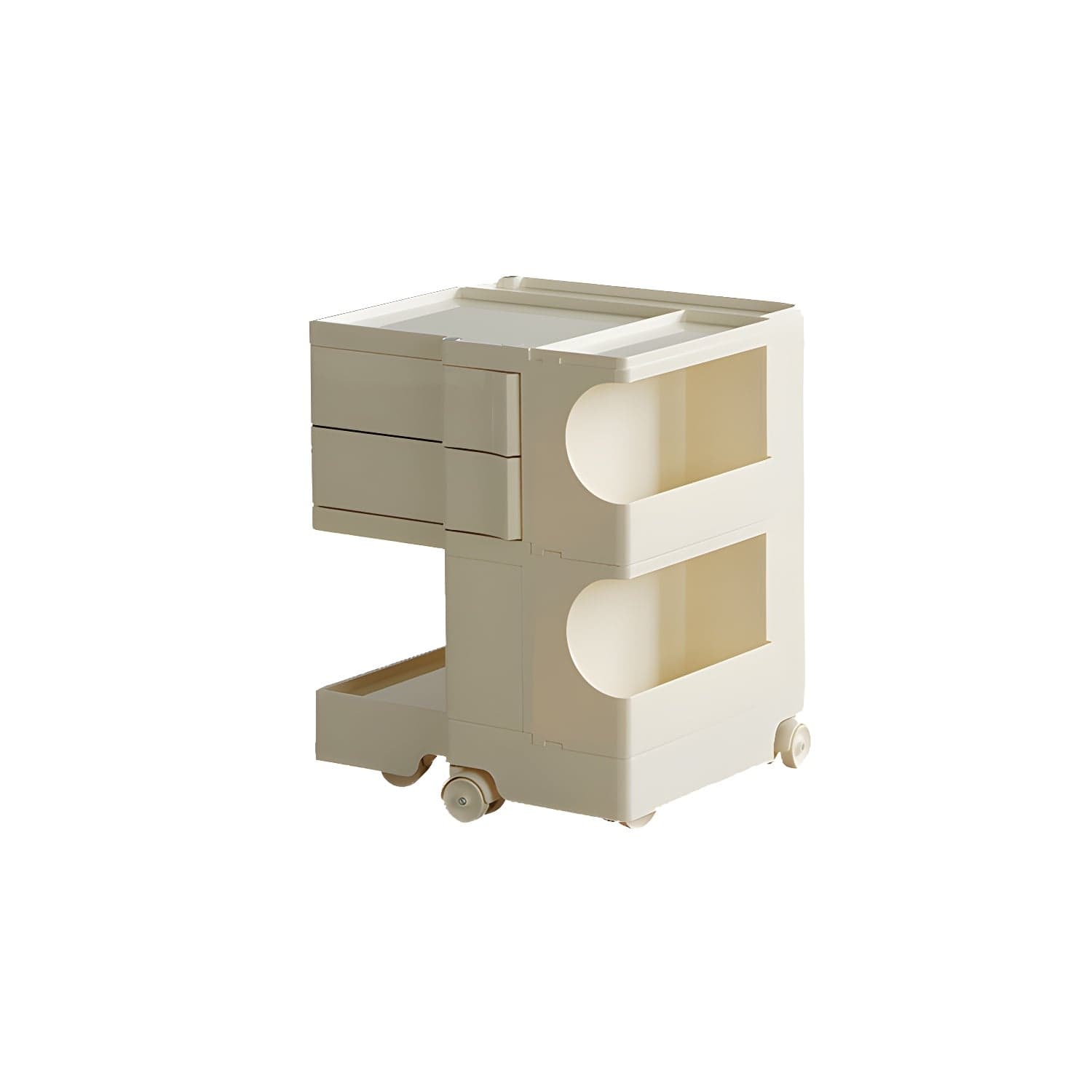 Modern Plastic Night Table Open Storage Night Stand with Wheels thumbnail 4