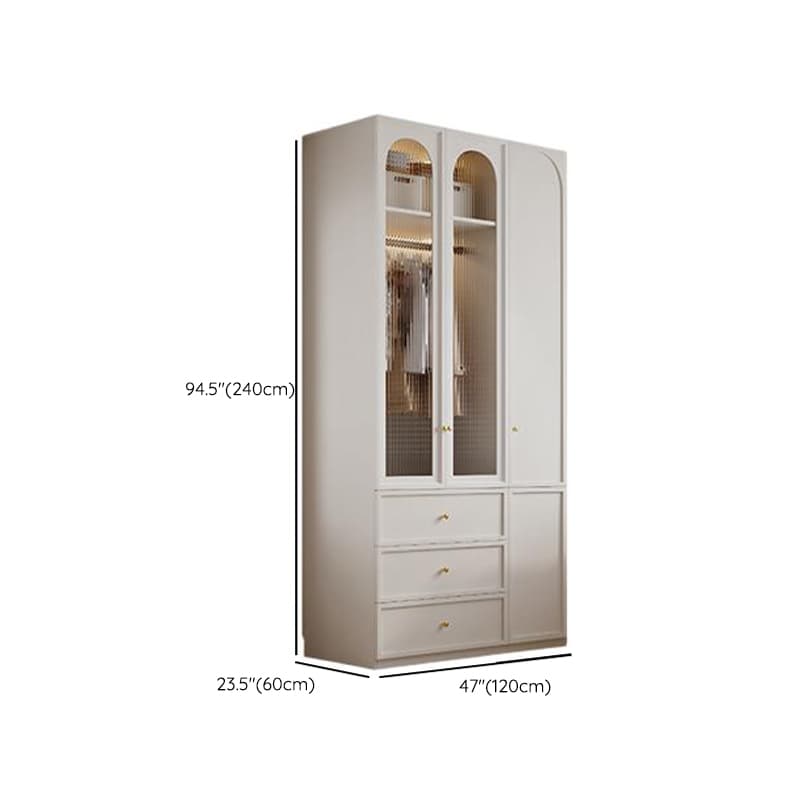 Minimalist Manufactured Wood Independent Almirah with 3-Drawer, Interior Shelves, and Clothing Rod thumbnail 33