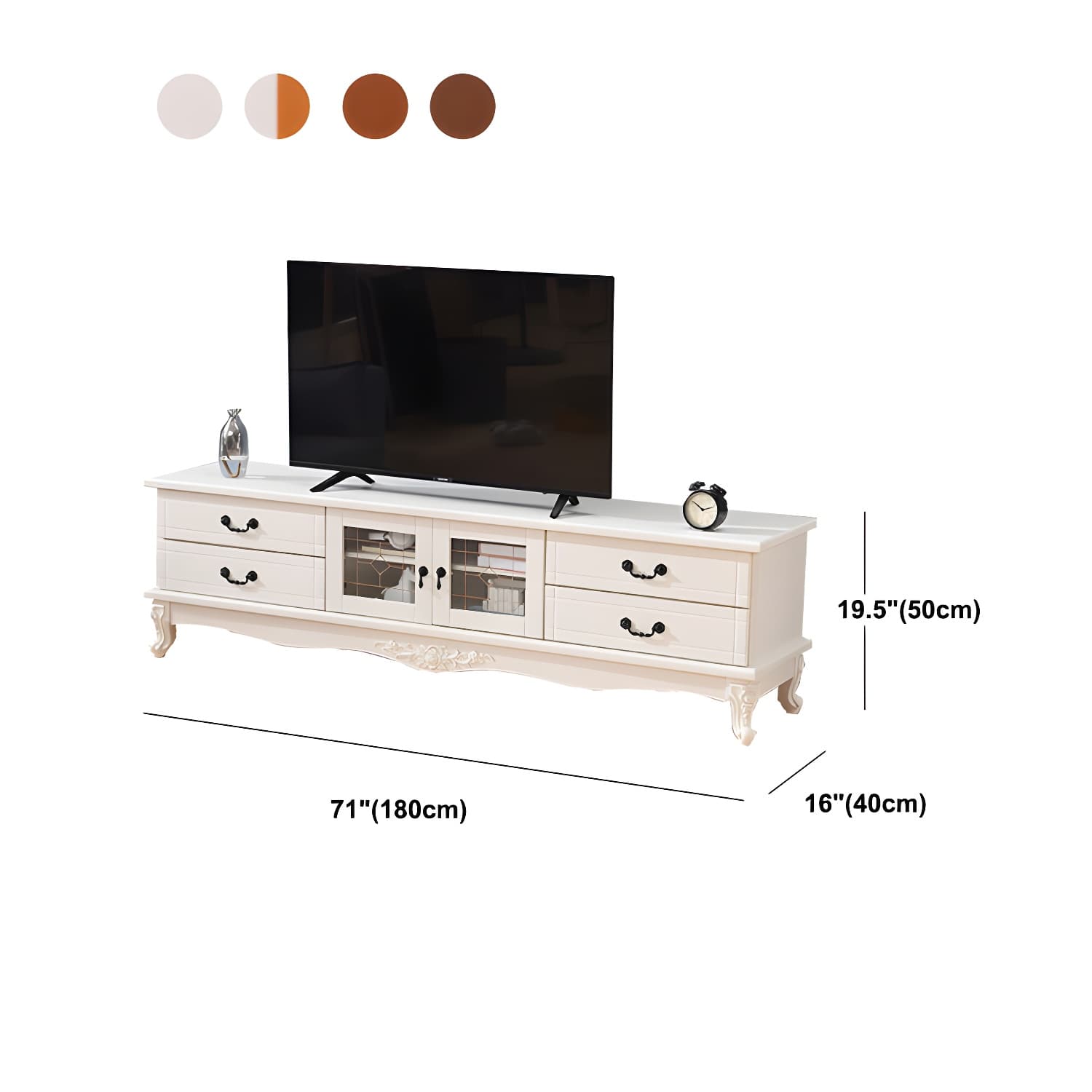 Traditional Solid Wood TV Cabinet Living Room Luxury TV Stand with Glass Doors thumbnail 10