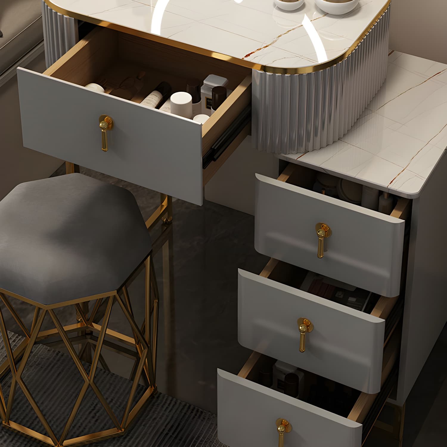 Contemporary Makeup Vanity Desk Table 29.9" H Bedroom Makeup Counter thumbnail 10