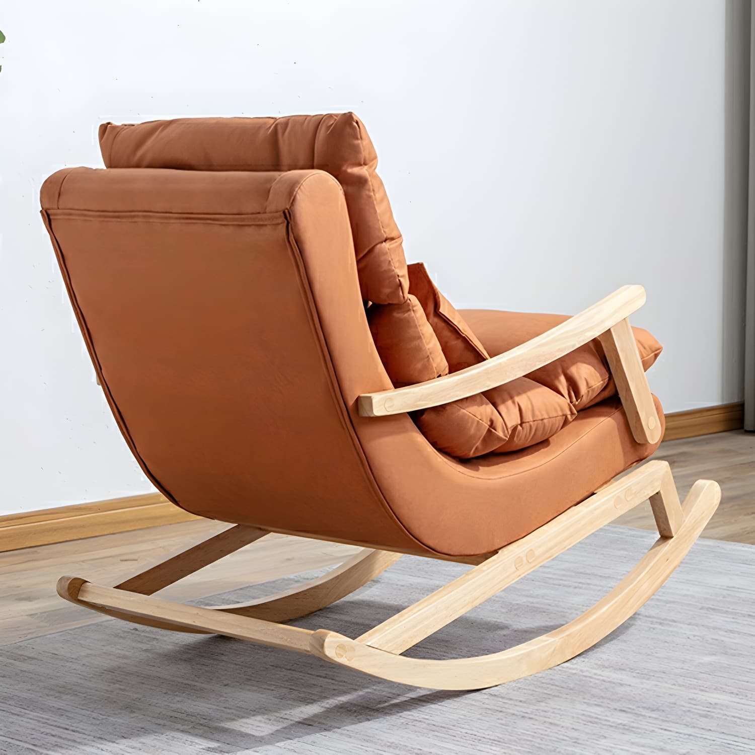 Modern Upholstered Rocking Chair with Track Arms and Ottoman for Stylish Interior Design thumbnail 11