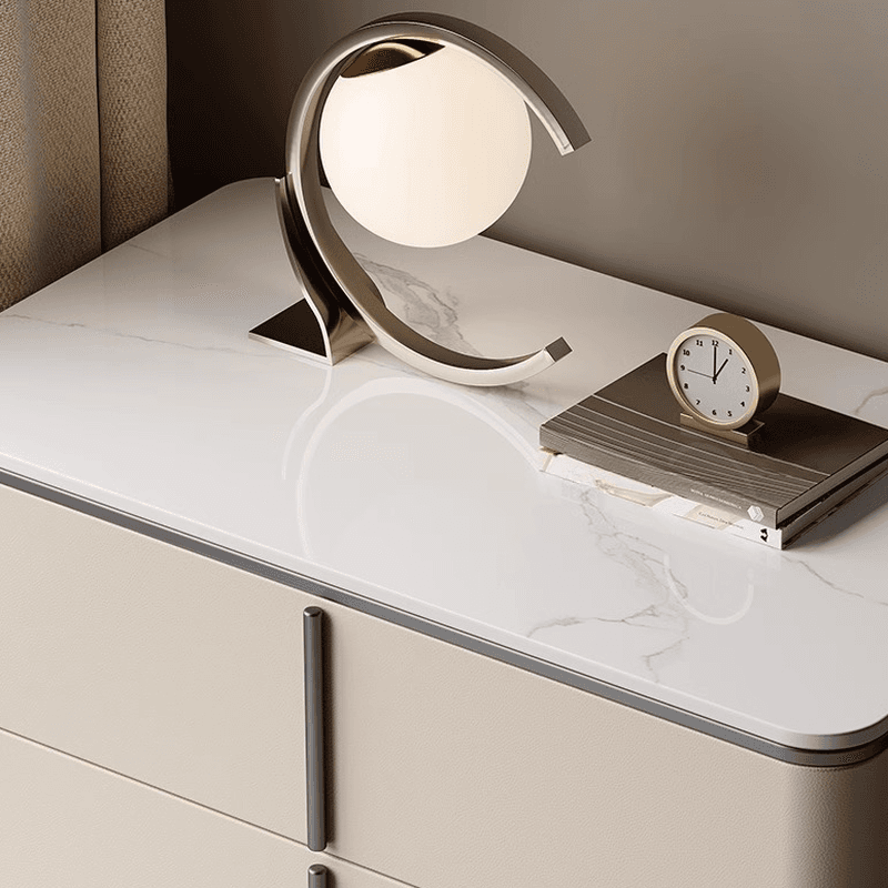 Modish Drawer Storage Bedside Table with 2 Drawers and Sintered Stone Countertop thumbnail 15