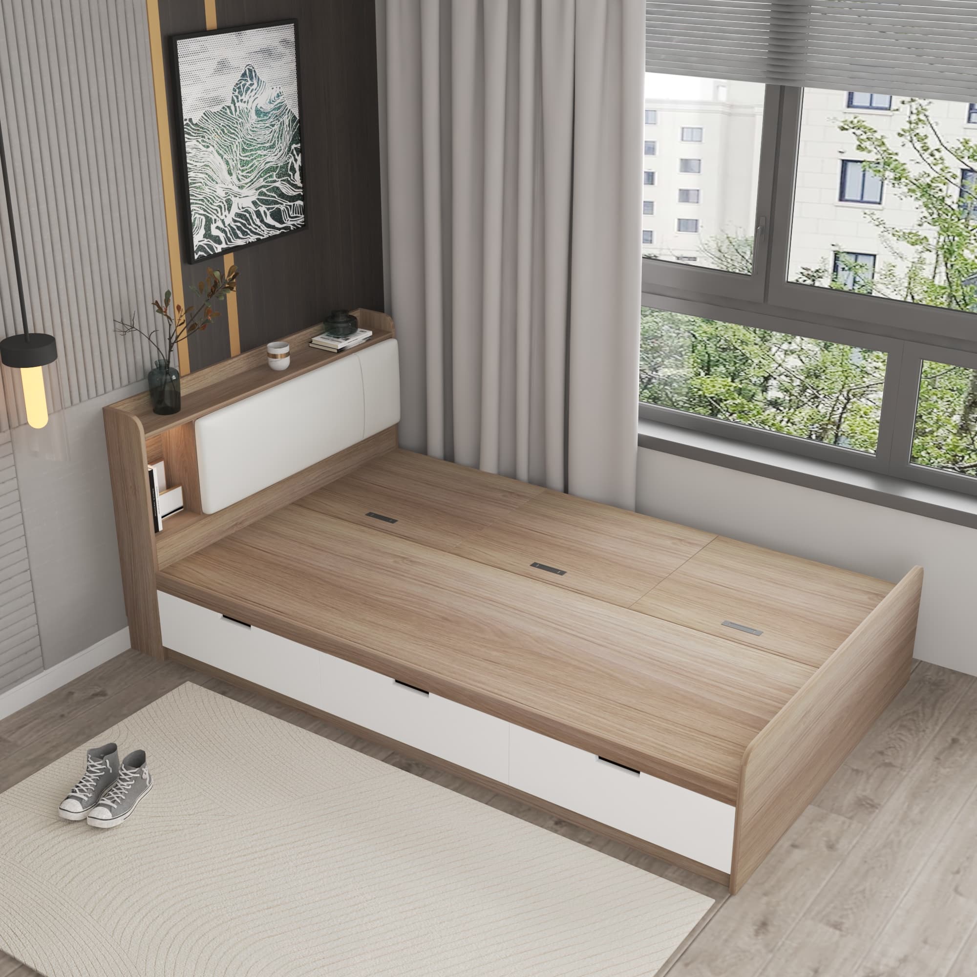 Storage Included with 3 Storage Boxes, Reclaimed Wood Frame, and Storage Drawer thumbnail 2