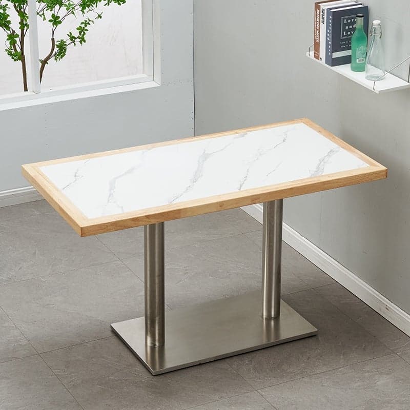 Art Deco Rectangular Dining Table with Lumber Top, Fixed Table Mechanism in Ink/White/Sepia thumbnail 9