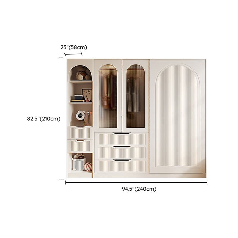 Chalk Almirah in Timber with Clothing Rod, 3 Cabinets/2 Cabinets and 5-Drawer/4-Drawer/3-Drawer in a Minimalist Style, 3-Shelf/2-Shelf Included/Not Included thumbnail 31
