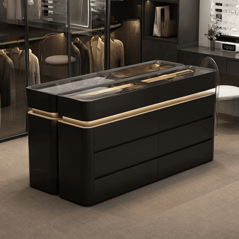 Minimalist Horizontal Console Dresser Illumination Light Timber 8 Drawers thumbnail 5