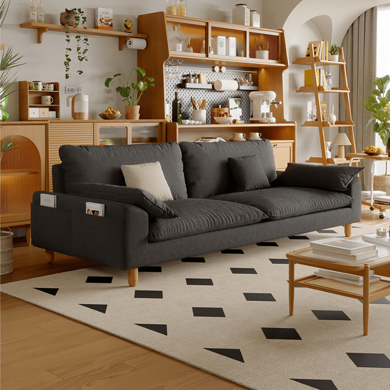 Gray/Sage/Amber Color Standard Sofa with Armrest and 4 Pillows for Drawing Room thumbnail 5