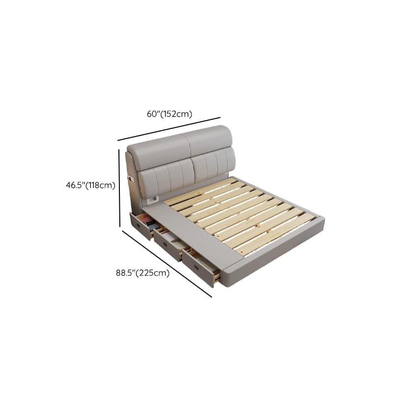 Light Gray Storage Included with 3 Storage Boxes Pine Wood Panel Headboard and Sponge Upholstery thumbnail 8