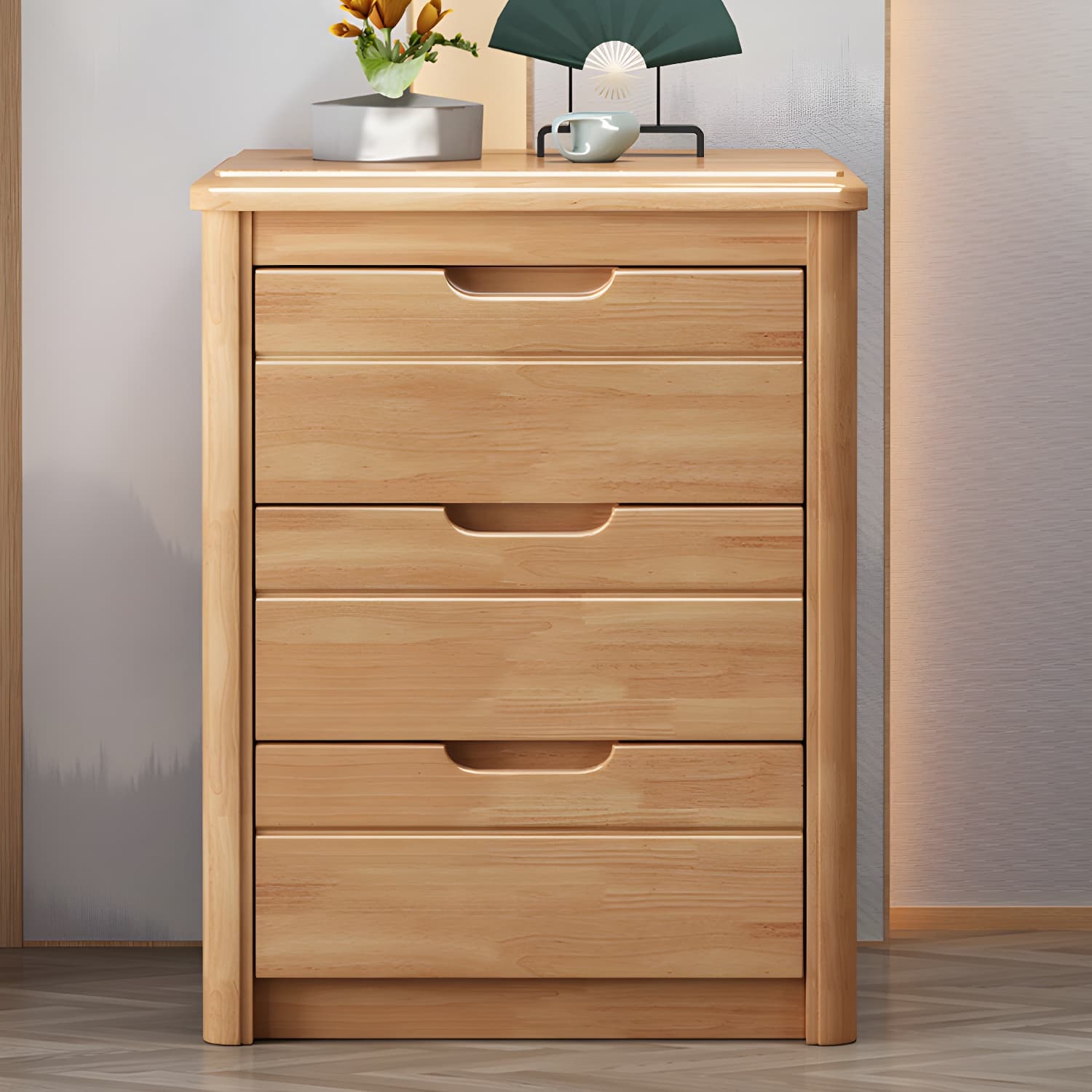 Traditional Wood Dresser with Drawers in Narrow Design and Rubberwood Material thumbnail 12