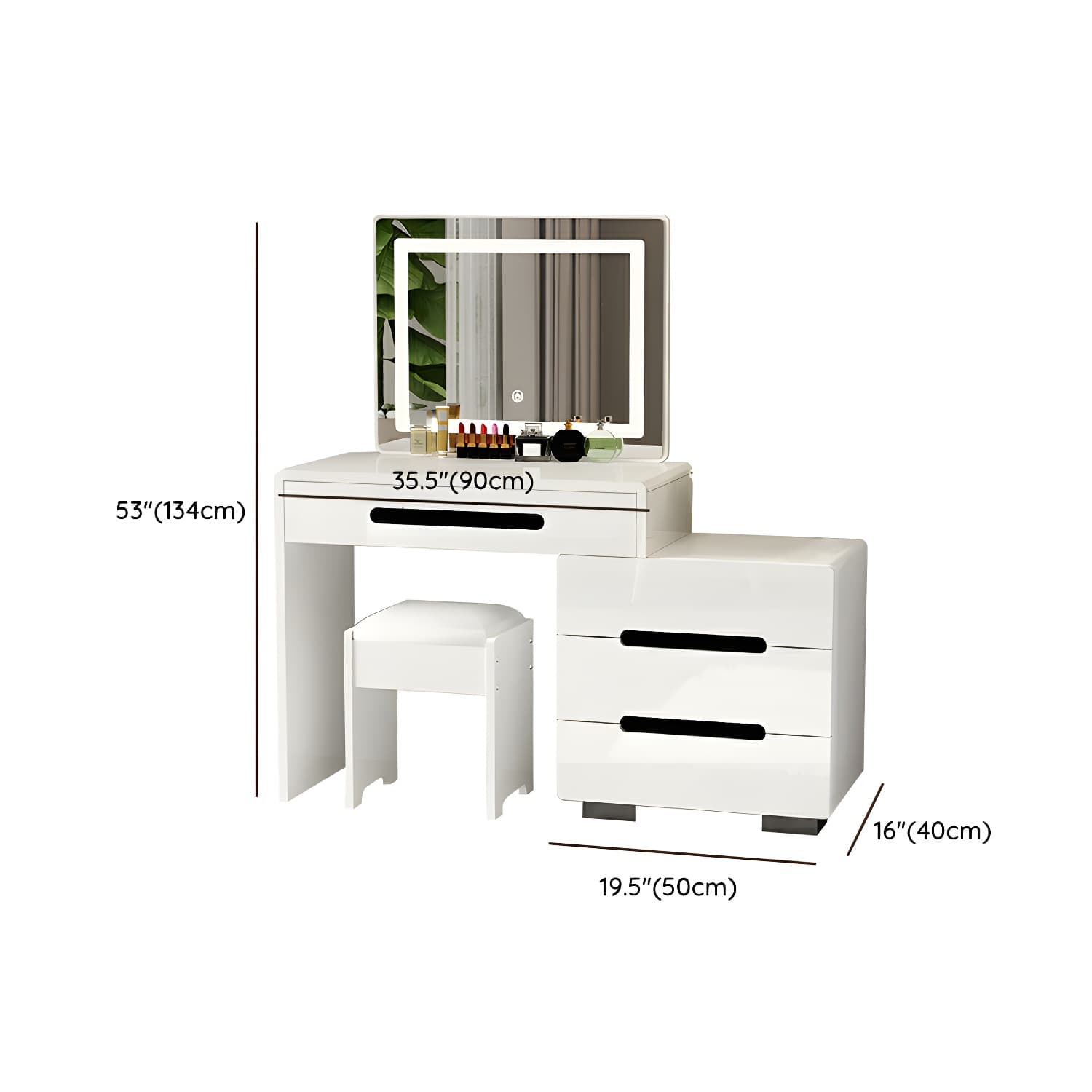Modern 48'' White Wood Makeup Vanity & Stools with Drawers Self Close or Reserve Installation thumbnail 19