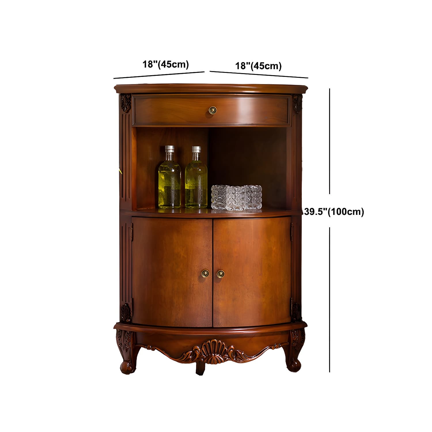 Mid-century Modern Brown Corner Cabinet, Wooden Accent Cabinet with Shelves thumbnail 18