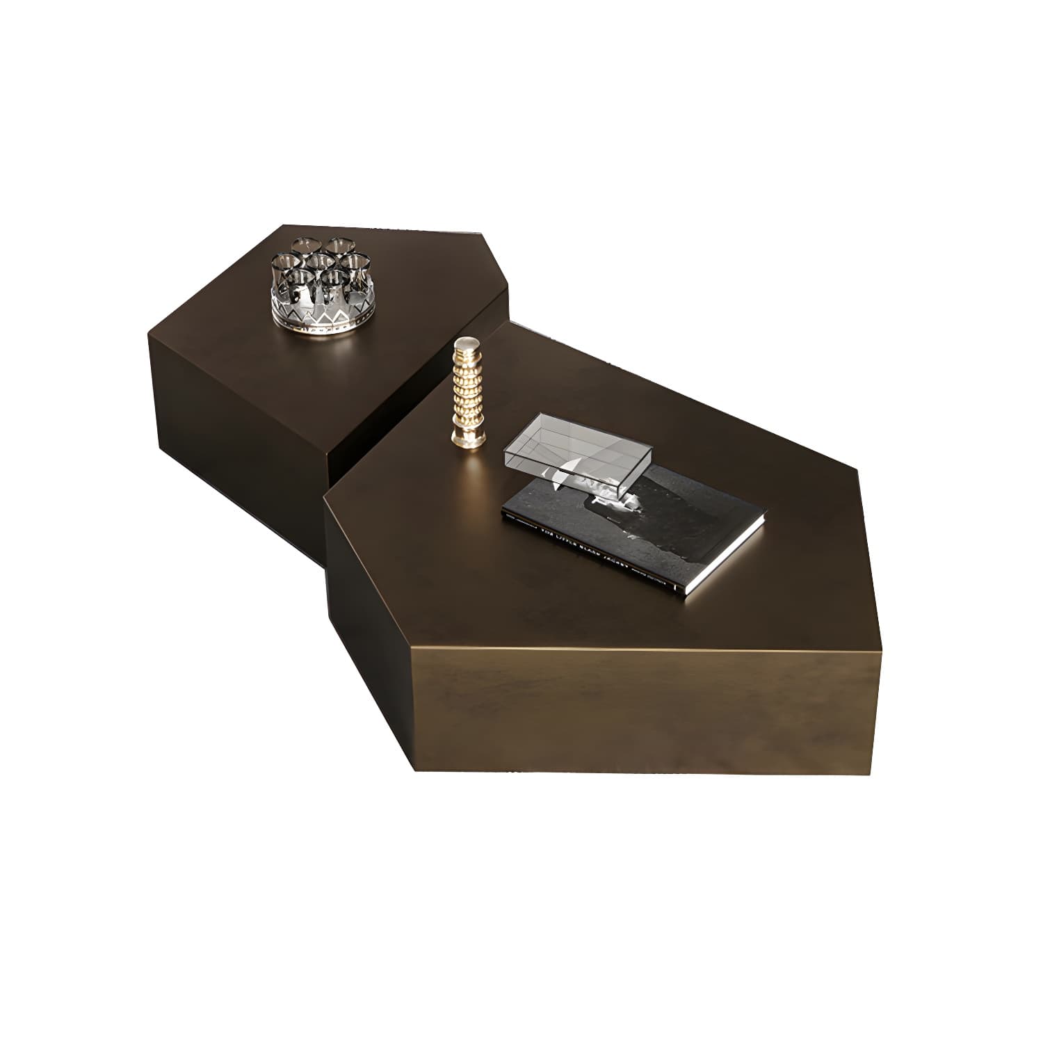 Abstract Shape Base Design Stainless Steel Hussey/bronze Free Shape Coffee Table thumbnail 7