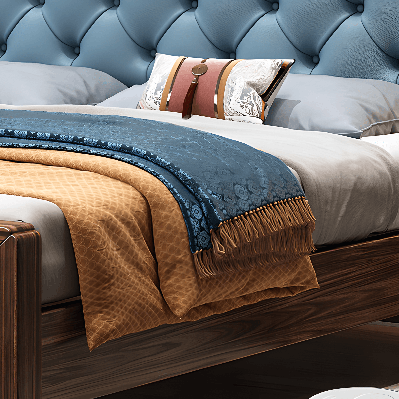 Lumber Solid Color Framed Storage Bed Frame/Pallet Bed Frame with Decorative-stitched Headboard for Living Room thumbnail 4