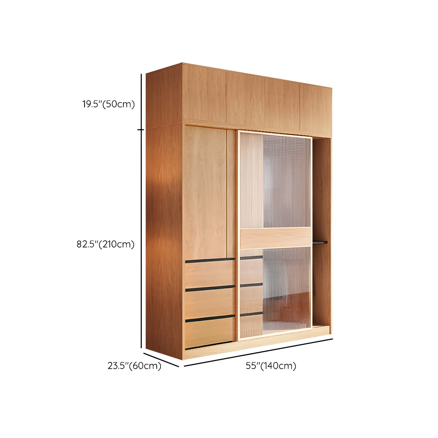 Engineered Wood Wardrobe Armoire with Drawer Modern Wardrobe Closet thumbnail 18