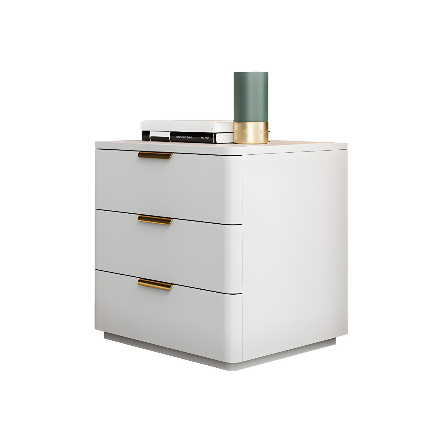 Contemporary Accent Table Nightstand Leather Nightstand with 3 Drawers thumbnail 14