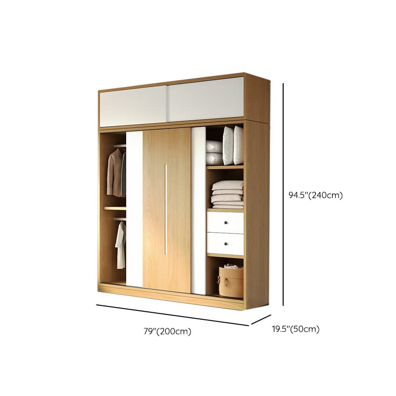 Natural Color Minimalist Cabinet Armoire with Soft Close Drawer, Soft Close Door & Interior Shelves thumbnail 20