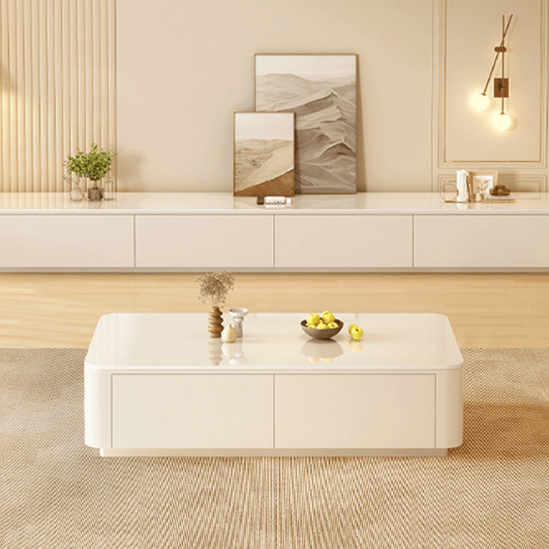 Contemporary Stone Parallelogram Accent Table with 4 Drawers/2 Drawers for Living Room thumbnail 4