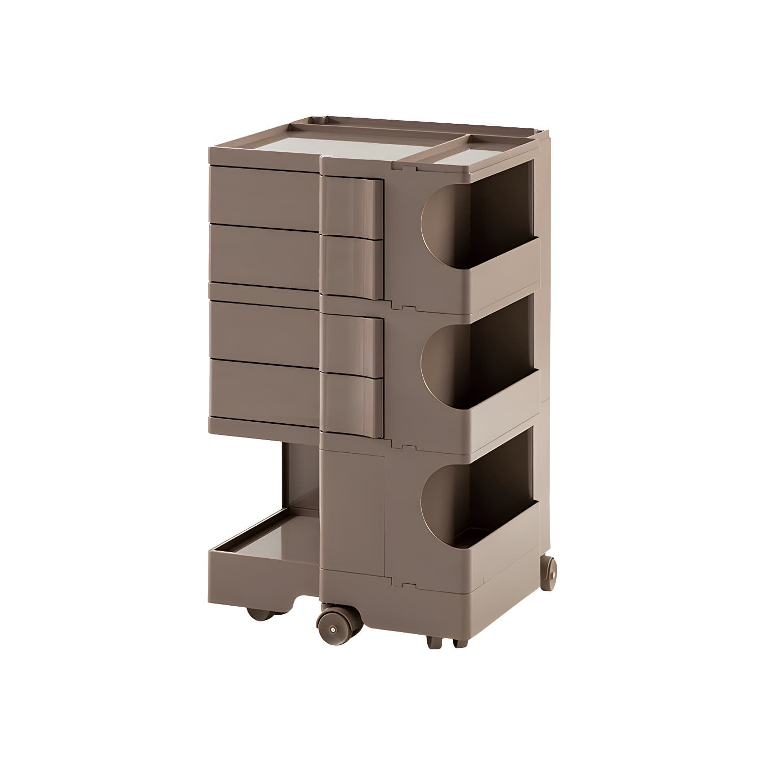 Modern Plastic Night Table Open Storage Night Stand with Wheels thumbnail 13