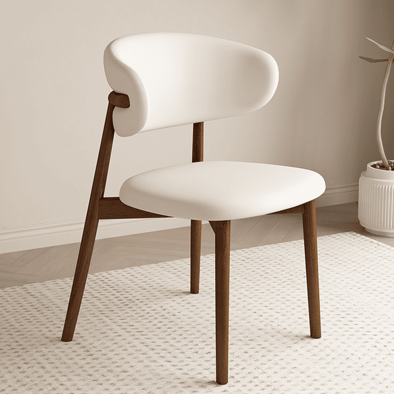 Art Deco Side Chair with Padded Upholstery, Midnight Black/Walnut/Wood Color Legs, Lumber Material, and Low Back thumbnail 3