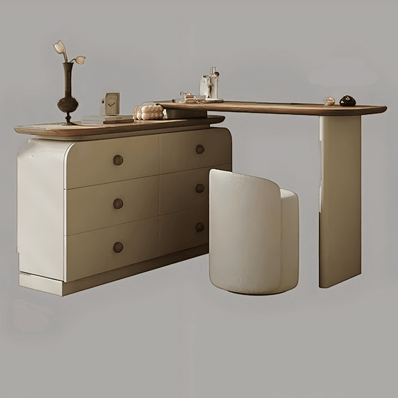 Modish Large Vanity Set/Makeup Vanity with Laminate Table Top, White Finish, 3 Drawers, Mirror Lights, and Scalable Design thumbnail 14