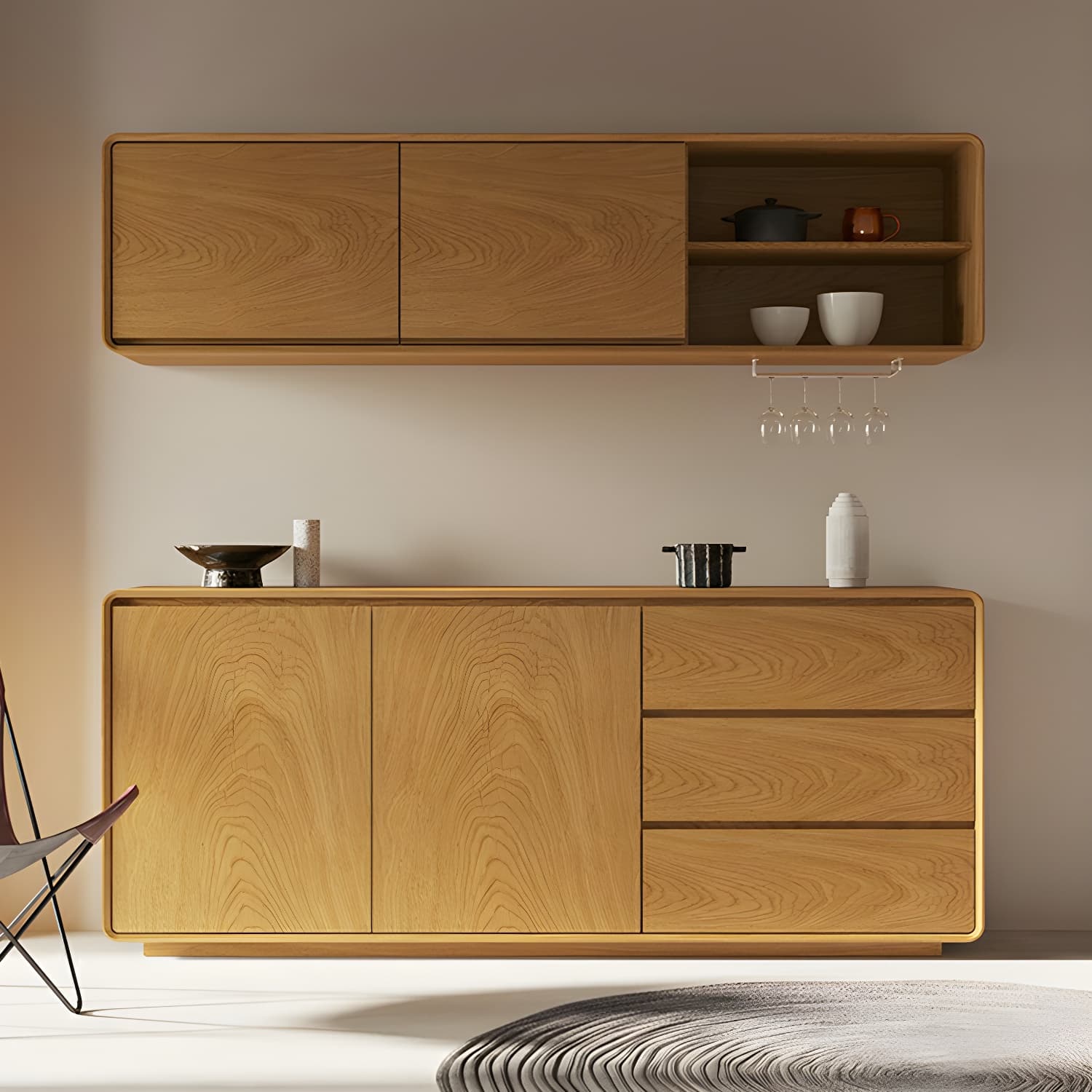 Scandinavian Wood Sideboard with 3 Drawers and 2 Doors, Overall Width 40cm, Overall Height 80cm thumbnail 7