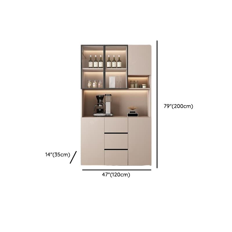 Wide/Standard/Narrow Modern Timber 3 Drawers 2 Shelves/3 Shelves/1 Shelf Glass Doors Pantry Hutch Sideboard thumbnail 28