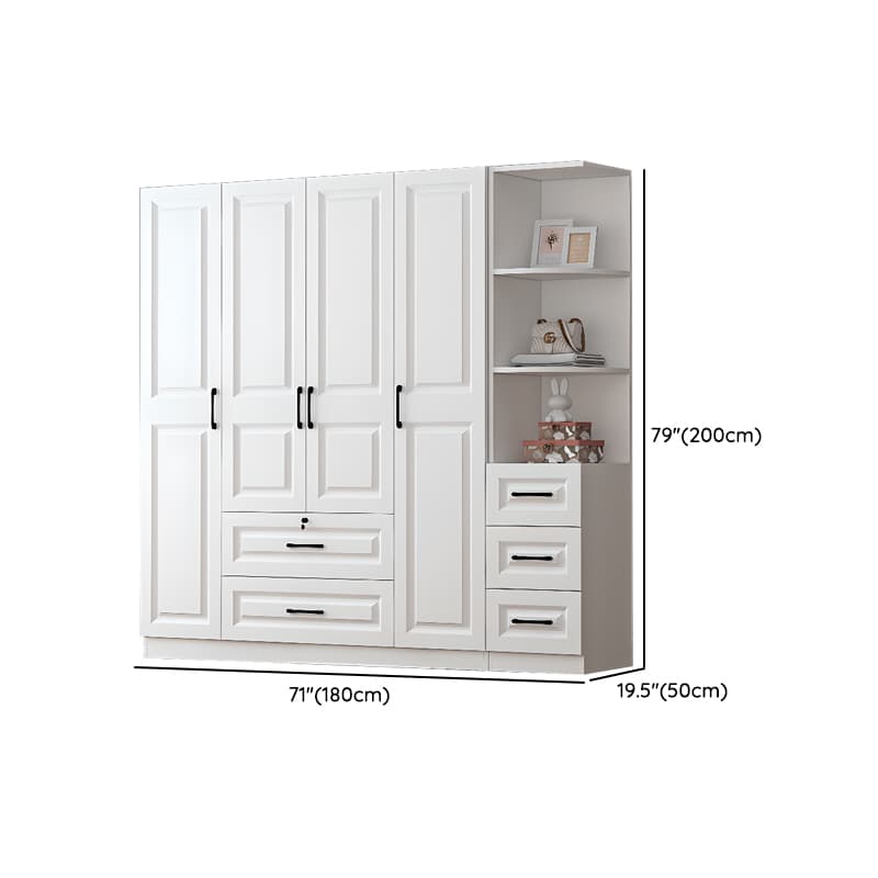 Sleek White Nordic Wooden Detached Almirah with Soft Close Drawers, Doors, and Clothing Rod thumbnail 27
