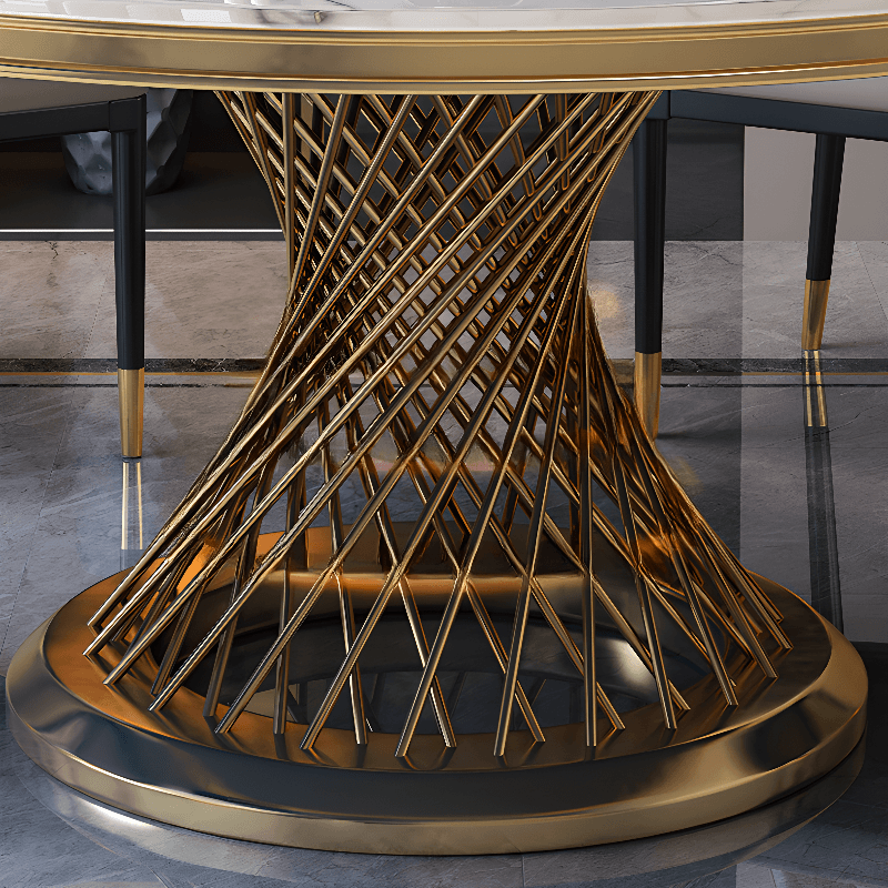 Art Deco Marble Stone Dining Table Set Available for 4, 6, or 8 People thumbnail 7