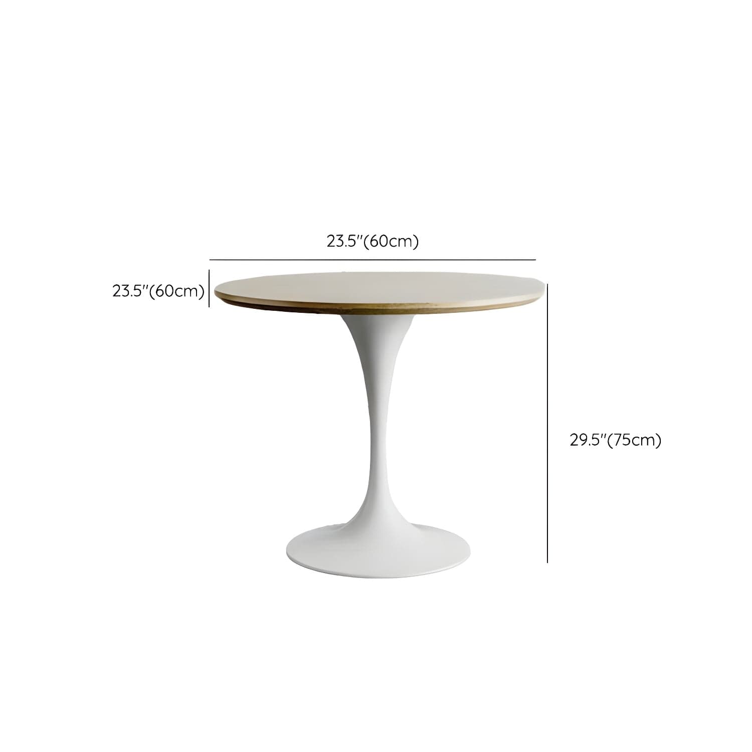 Scandinavian Standard Height Round Wood-Top Dining Table, Metal Tulip Base, Simple Assembly thumbnail 17