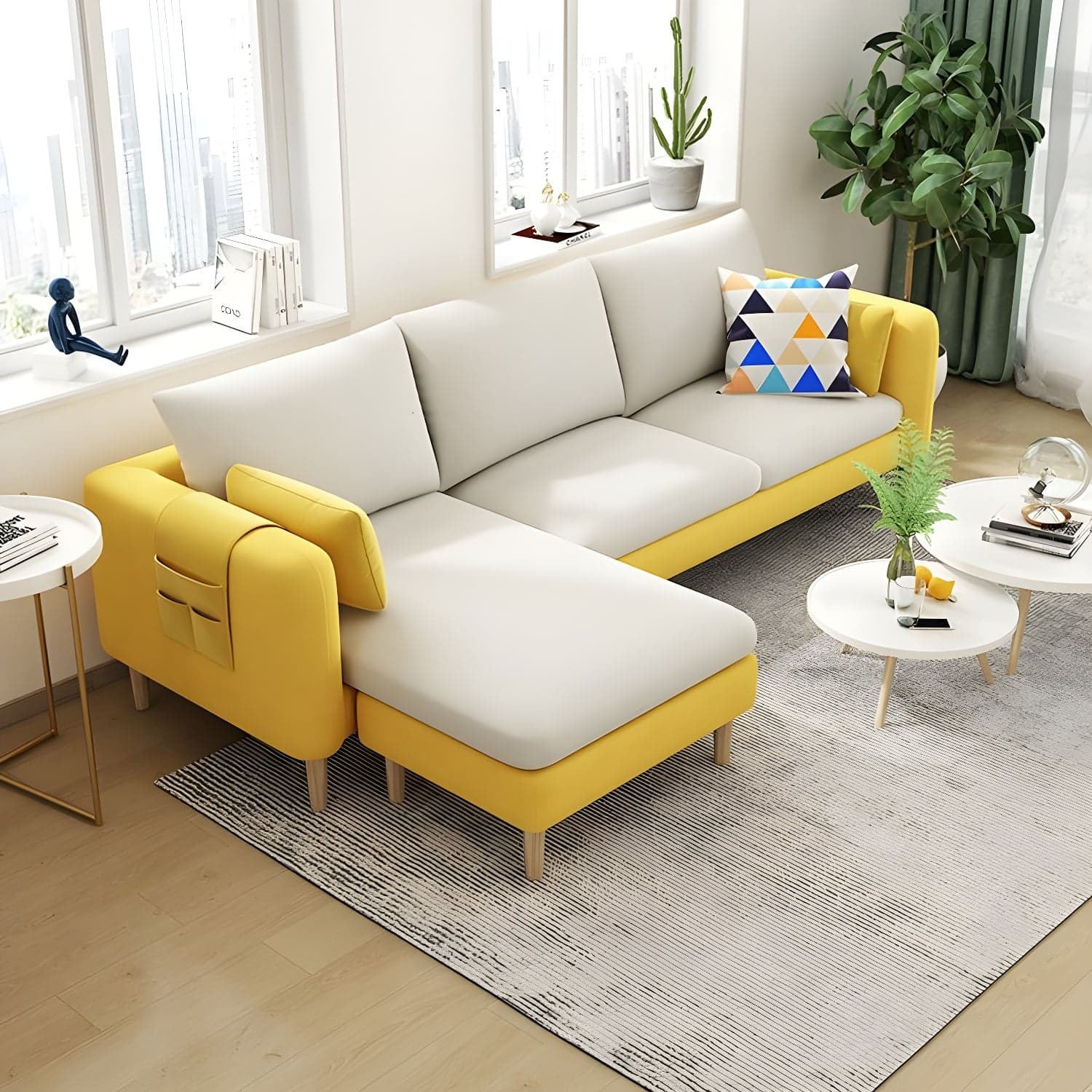 79.5" W L-Shaped Sectional Sofa with Square Arm and Bolster Pillows thumbnail 16