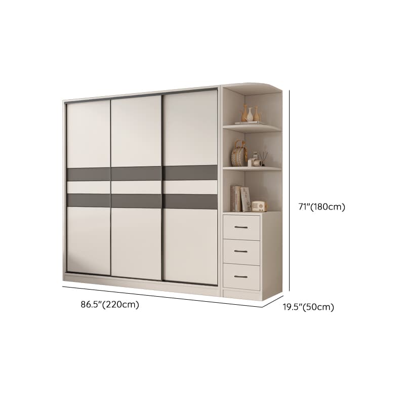 Chalk Nordic Timber Wardrobe with 3 Drawers, Self-supporting Design, Soft Close Door, and Clothing Rod thumbnail 29