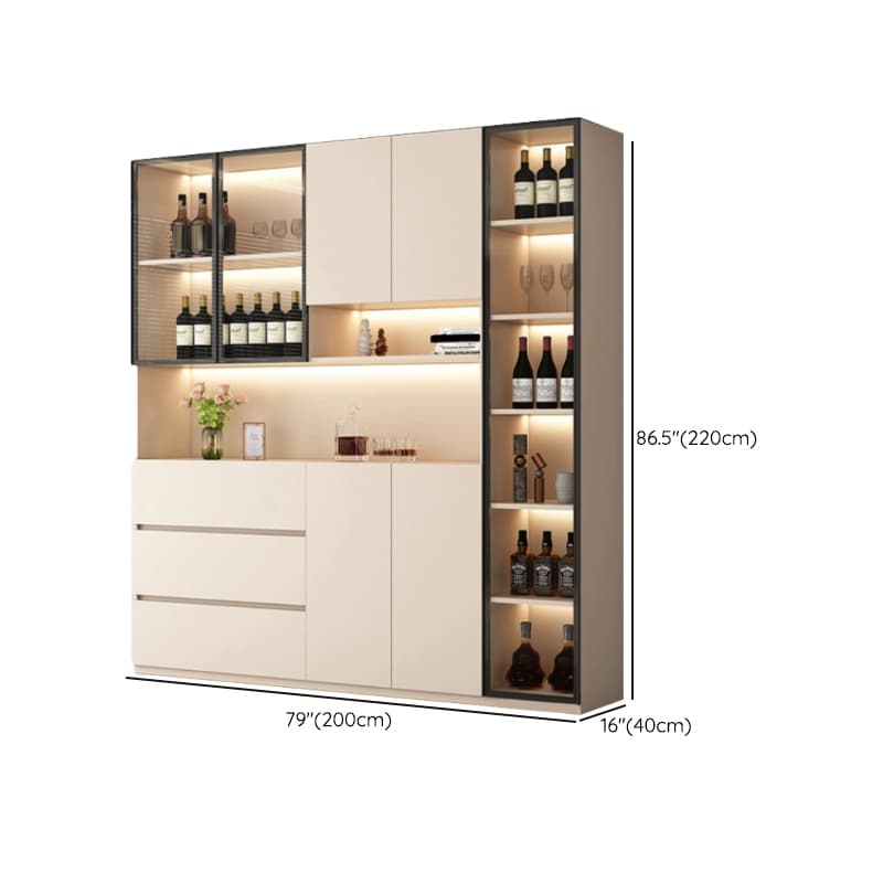 Off-White Contemporary Wood Buffet Sideboard with Cabinets and Shelves thumbnail 25