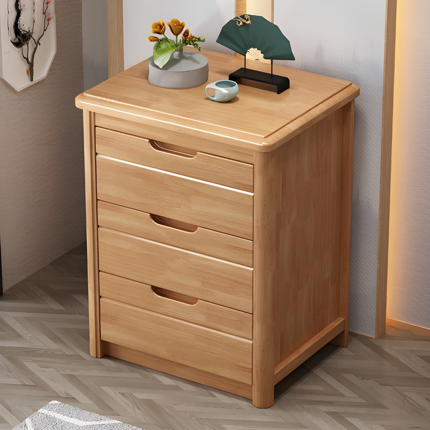 Traditional Wood Dresser with Drawers in Narrow Design and Rubberwood Material thumbnail 13